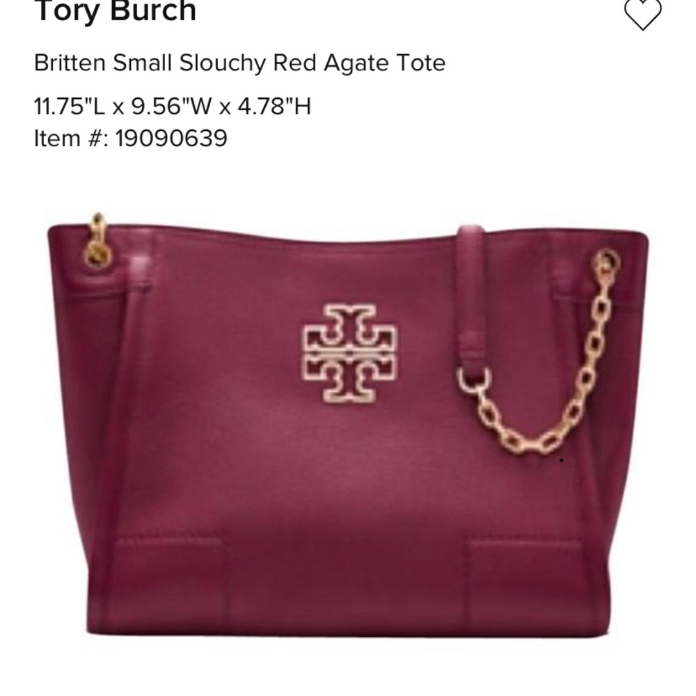 Tory Burch Britten Small Slouchy Red Agate Tote
